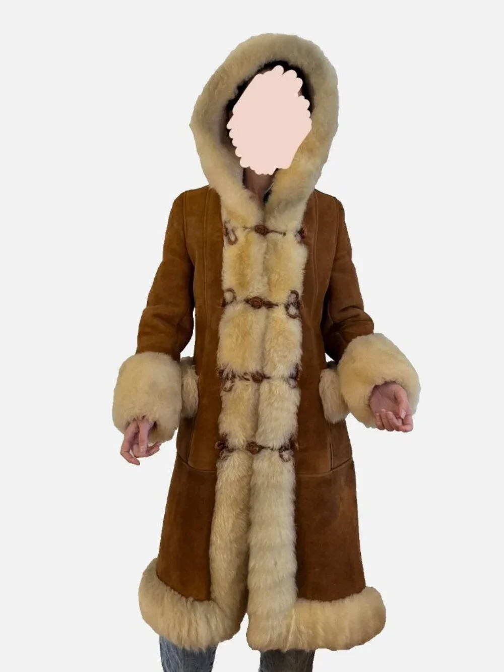 Shearling Leather Vintage Fur Penny Lane Long Suede Sheepskin Princess Maxi Coat - Picture 2 of 10